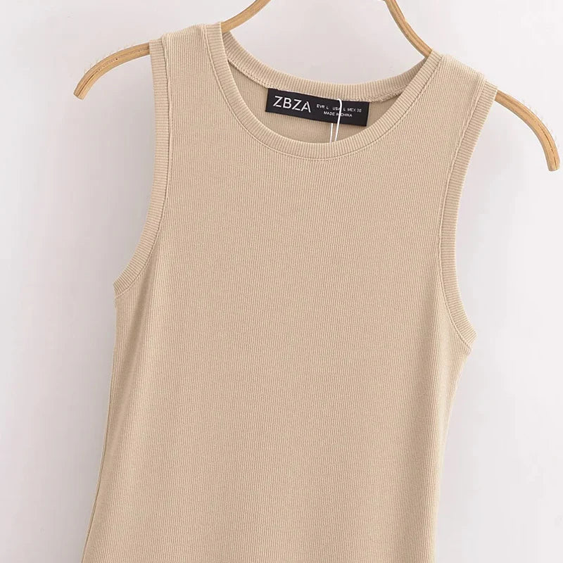 TRAF Khaki Elegant Long Dresses Women's