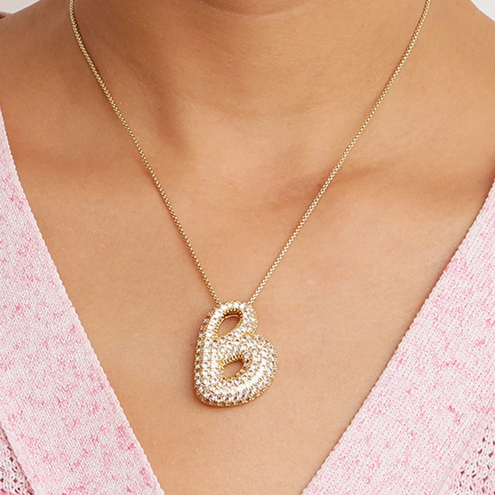 A-Z Letters Necklace Women Men Stainless Steel Chain Alphabet Gold