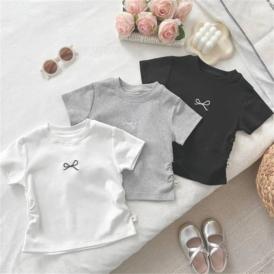T-shirts for Kids 0-12 Years Cotton Toddler Girl Tops Baby Girls Tees Students Clothes