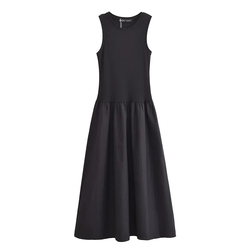 TRAF Khaki Elegant Long Dresses Women's
