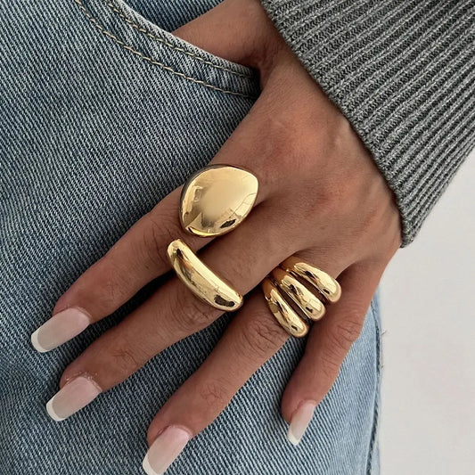 3pcs/set Metal Rings For Women Men Fashion Gold Silver Jewelry
