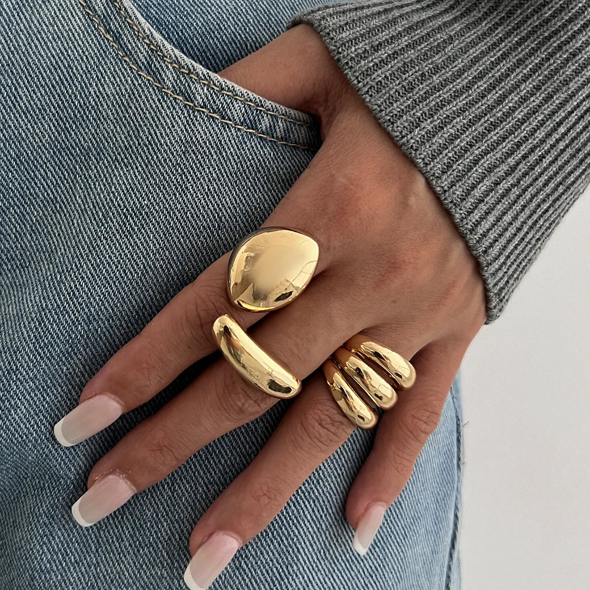 3pcs/set Metal Rings For Women Men Fashion Gold Silver Jewelry