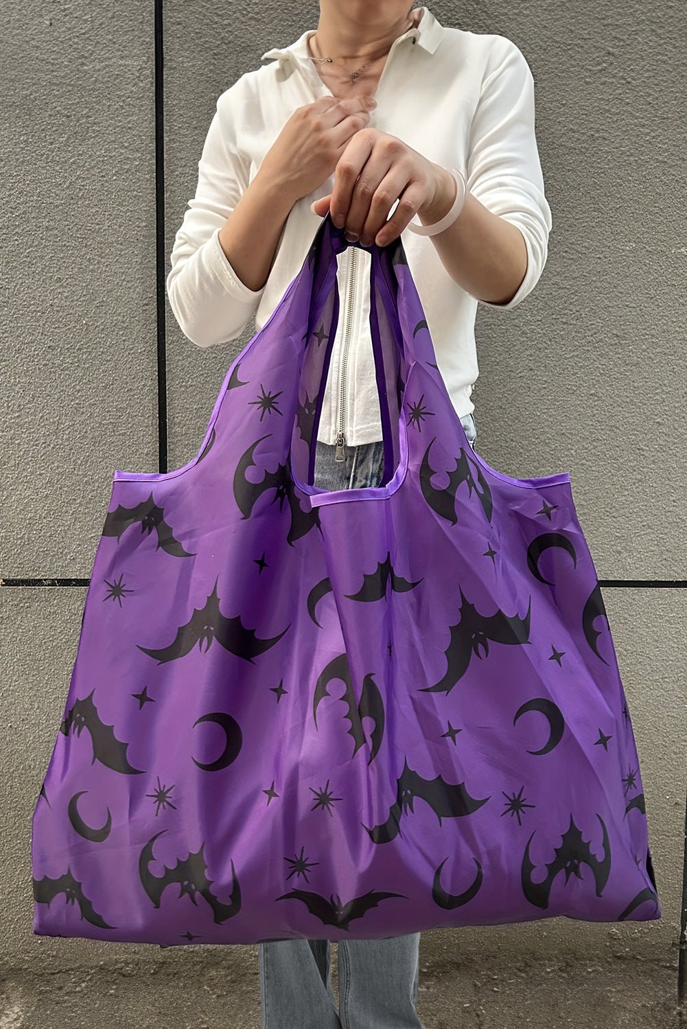 urple Goth Halloween Pumpkin Large Capacity Foldable Tote Bag