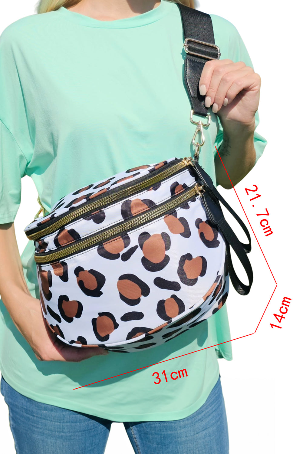 Straw Yellow Cheetah Print Wide Strap Large Crossbody Bag